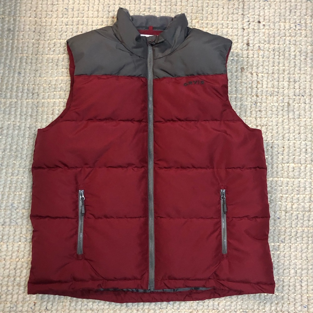 Red orvis puffer vest